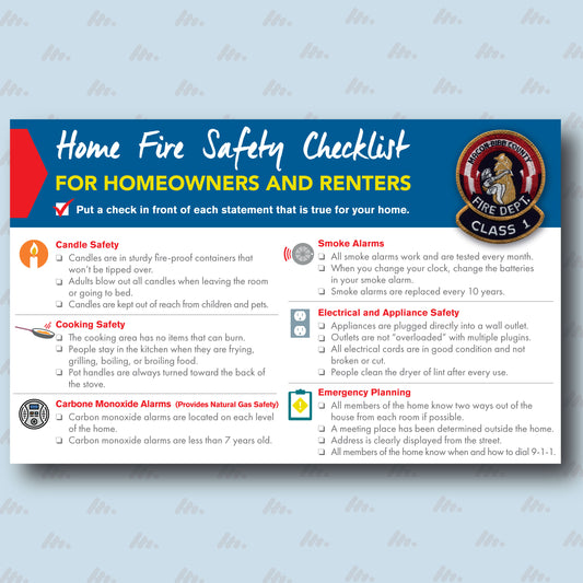 5x8 Home Fire Safety Checklists