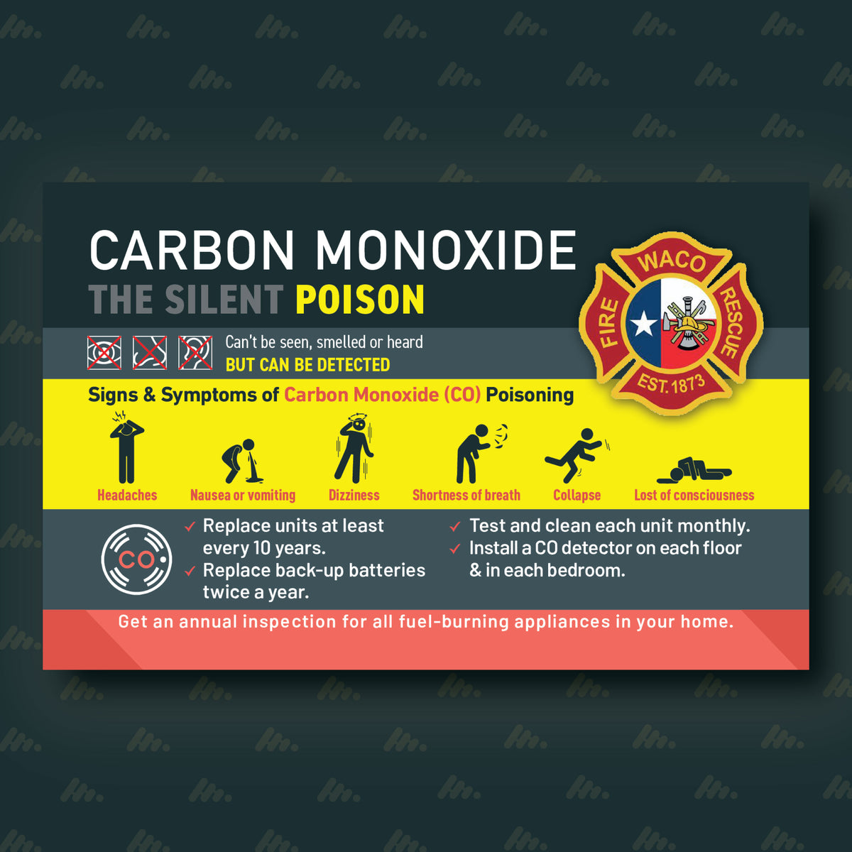 3x5 Carbon Monoxide Safety Magnets – All Clear Prints