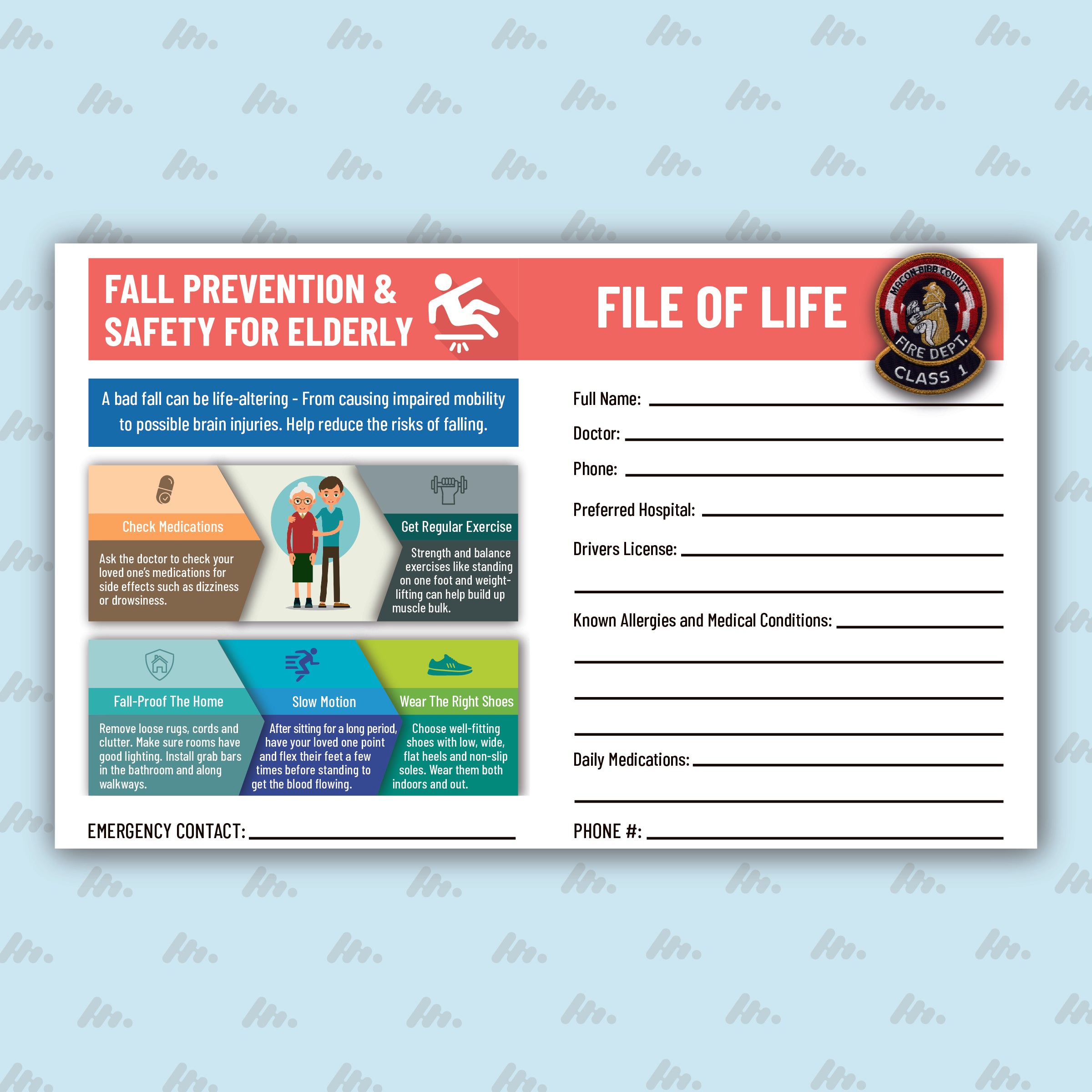 High Fall Risk Magnet 5x8 Senior Fall Prevention Magnets – All Clear Prints